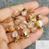 Peach Moonstone Pendant Connector, Single Bail Connector, link Pendent, Necklace making Connector, Silver/Gold Plated Pendent, Gift for her